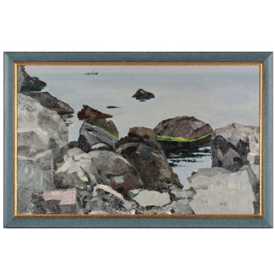 V. A. Polyakov, Crimea: Rocky Shore, 1980s, Oil on Board, Framed-WMV-1131810