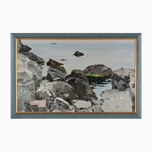 V. A. Polyakov, Crimea: Rocky Shore, 1980s, Oil on Board, Framed-WMV-1131810