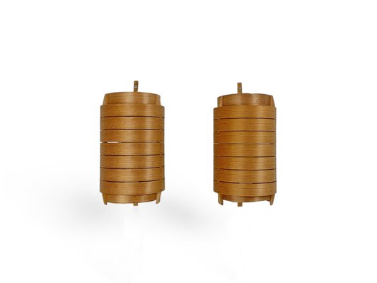 V156 Wall Lights in Pinewood by Hans-Agne Jakobsson for Ab Ellysett, 1960s, Set of 2-ZM-2020599