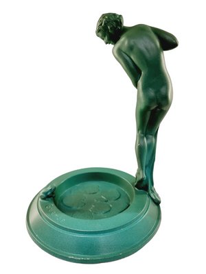 Vague Female Figurine Stepping Into a Lake by Guerbe for Max Le Verrier, France, 1930s-SAK-1814465