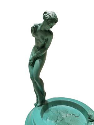 Vague Female Figurine Stepping Into a Lake by Guerbe for Max Le Verrier, France, 1930s-SAK-1814465