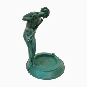 Vague Female Figurine Stepping Into a Lake by Guerbe for Max Le Verrier, France, 1930s-SAK-1814465