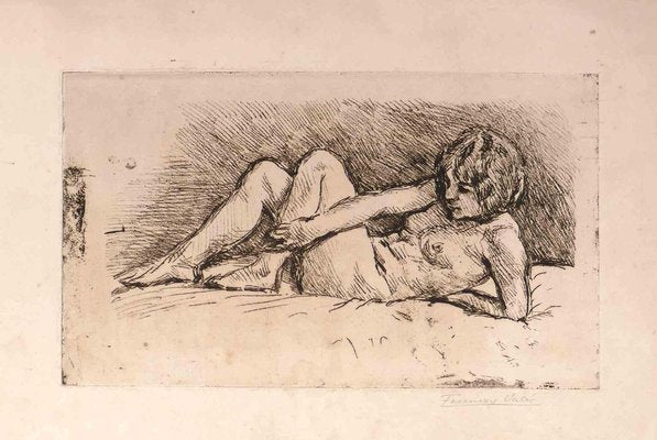 Valér Ferenczy, Reclined Nude, Etching, 1930s-ZCI-2029067