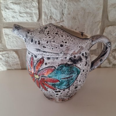 Vallauris Pitcher with Floral Design, 1960s-GSF-1812458