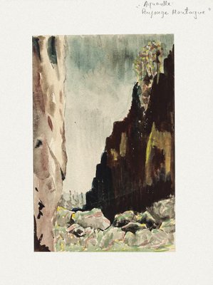 Valley Watercolor on Paper by Pierre Laurent Brenot-ZCI-773197