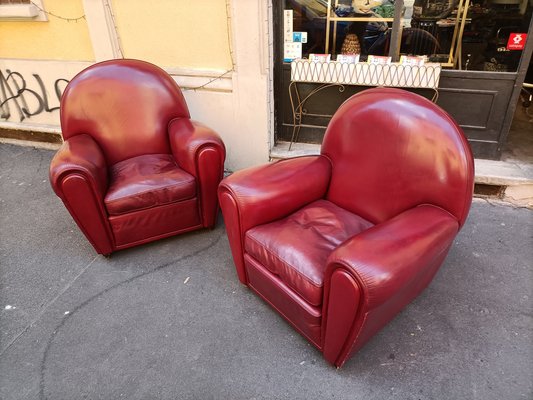 Vanity Fair Frau Armchairs in Bordeaux Leather from Poltrona Frau, 1980s, Set of 2-OHK-1787046