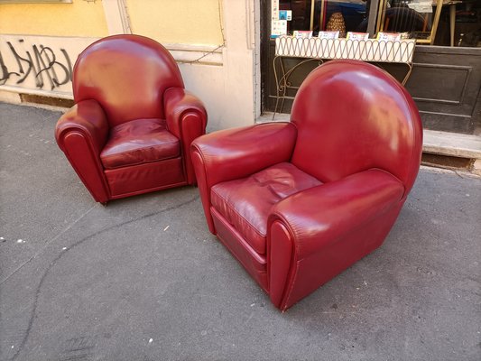 Vanity Fair Frau Armchairs in Bordeaux Leather from Poltrona Frau, 1980s, Set of 2-OHK-1787046