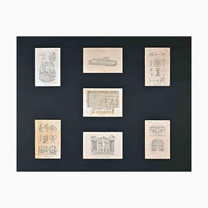 Various Artists, Etruscan and Roman Costumes, Original Etchings, 17th Century, Set of 7-ZCI-1383139