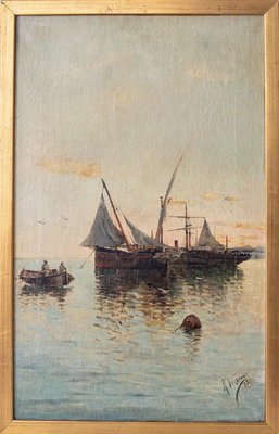 Various Artists, Marine Scenes, 19th Century, Paintings, Set of 4-AOI-2042690