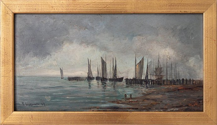 Various Artists, Marine Scenes, 19th Century, Paintings, Set of 4-AOI-2042690