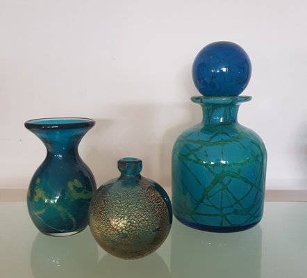 Vase and Carafe Set by Michael Harris for Mdina, 1970s, Set of 3-QDP-709548