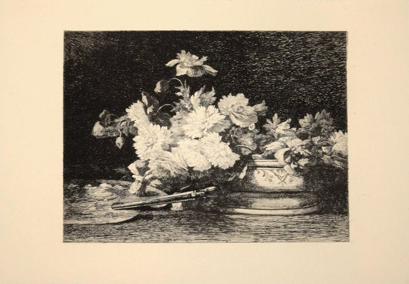 Vase de Fleurs - Original Etching by Louis Lemaire - 1870s-ZCI-754876