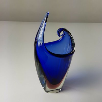 Vase in Blue Venecian Sommerso Glass by Flavio Poli, 1960s-FUP-1299423