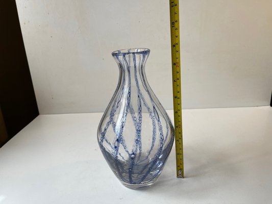 Vase in Murano Glass with Blue Stripes by Ercole Barovier for Barovier & Toso, 1930s-LCR-1382337