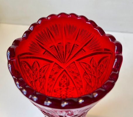 Vase in Pressed Red Glass by Fyens Glasværk, 1920s-LCR-2032507