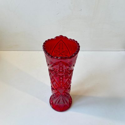 Vase in Pressed Red Glass by Fyens Glasværk, 1920s-LCR-2032507