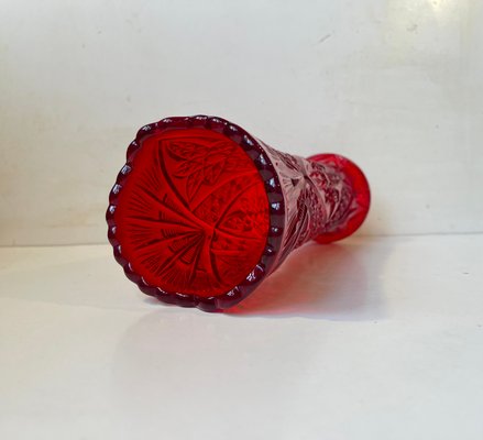 Vase in Pressed Red Glass by Fyens Glasværk, 1920s-LCR-2032507