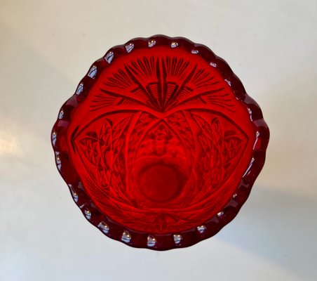 Vase in Pressed Red Glass by Fyens Glasværk, 1920s-LCR-2032507