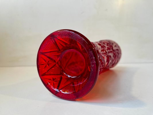 Vase in Pressed Red Glass by Fyens Glasværk, 1920s-LCR-2032507