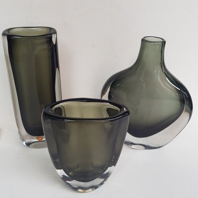 Vases by Nils Landberg for Orrefors, 1950s, Set of 3-QDP-686435