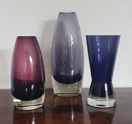 Vases by Tamara Aladin for Riihimäki / Riihimäen Lasi Oy, 1970s, Set of 3-QDP-809590