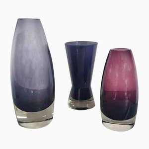 Vases by Tamara Aladin for Riihimäki / Riihimäen Lasi Oy, 1970s, Set of 3-QDP-809590