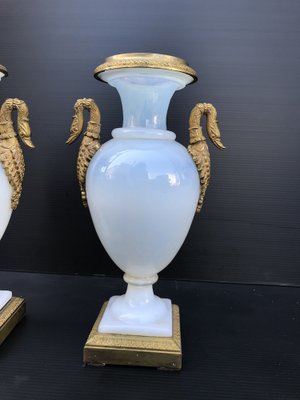 Vases in Opaline and Bronze, Early 19th Century, Set of 2-WIM-1259391