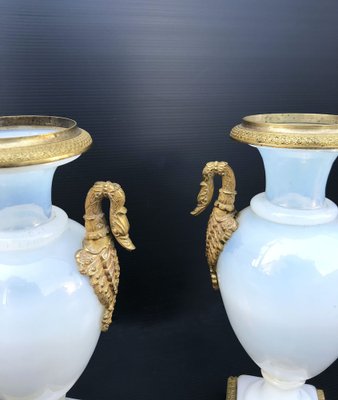 Vases in Opaline and Bronze, Early 19th Century, Set of 2-WIM-1259391