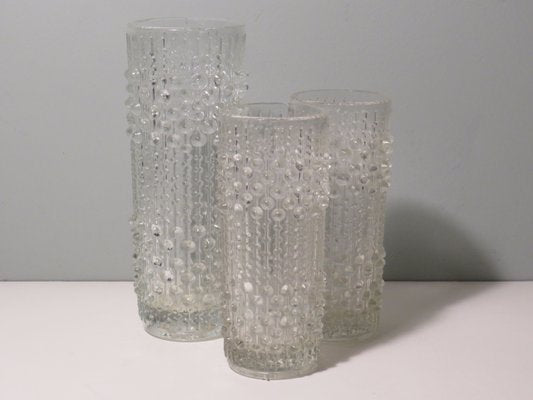 Vases with Candle Wax Motif from Sklo Union Glassworks, Czech Republic, 1970s, Set of 3-UKG-1107305