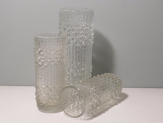 Vases with Candle Wax Motif from Sklo Union Glassworks, Czech Republic, 1970s, Set of 3-UKG-1107305