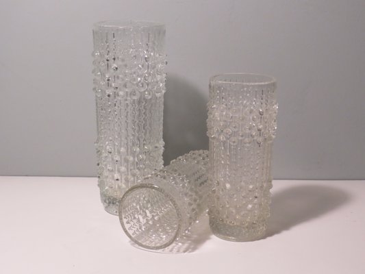 Vases with Candle Wax Motif from Sklo Union Glassworks, Czech Republic, 1970s, Set of 3-UKG-1107305