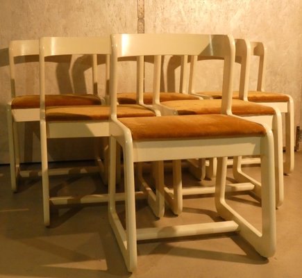 Velvet and Wood Chairs by Mario Sabot, Italy, 1970s, Set of 6-ERB-1766262