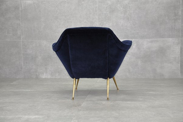 Velvet & Brass Armchair, 1950s-RAF-1239223