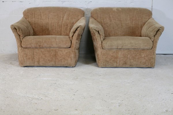 Velvet Caramel Armchairs, 1960s, France, Set of 2-MAO-829876