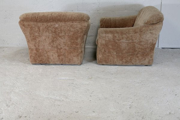 Velvet Caramel Armchairs, 1960s, France, Set of 2-MAO-829876