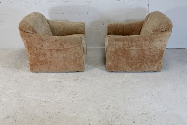 Velvet Caramel Armchairs, 1960s, France, Set of 2-MAO-829876