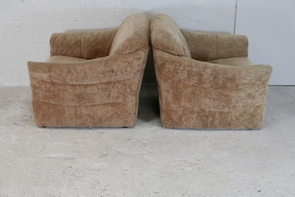 Velvet Caramel Armchairs, 1960s, France, Set of 2-MAO-829876