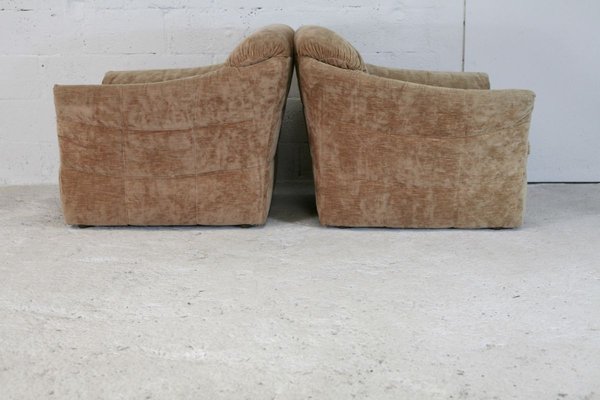 Velvet Caramel Armchairs, 1960s, France, Set of 2-MAO-829876