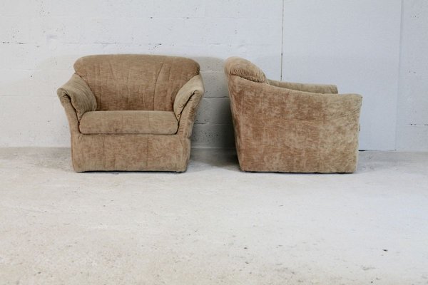 Velvet Caramel Armchairs, 1960s, France, Set of 2-MAO-829876