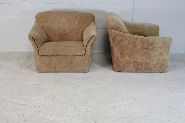 Velvet Caramel Armchairs, 1960s, France, Set of 2-MAO-829876