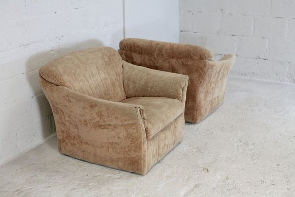 Velvet Caramel Armchairs, 1960s, France, Set of 2-MAO-829876