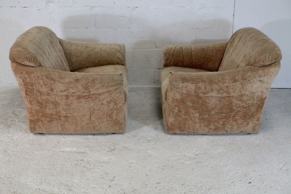 Velvet Caramel Armchairs, 1960s, France, Set of 2-MAO-829876