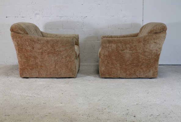 Velvet Caramel Armchairs, 1960s, France, Set of 2-MAO-829876