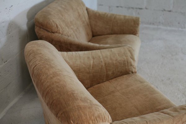 Velvet Caramel Armchairs, 1960s, France, Set of 2-MAO-829876