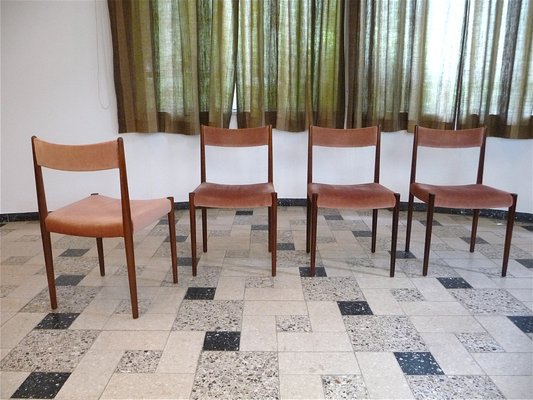 Velvet Dining Chairs from Lübke, Germany, 1960s, Set of 4-JP-1739002