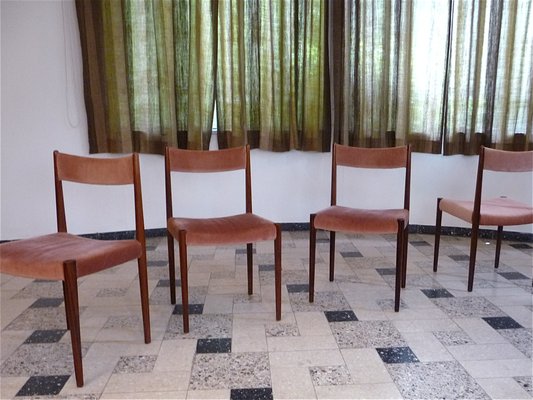 Velvet Dining Chairs from Lübke, Germany, 1960s, Set of 4-JP-1739002