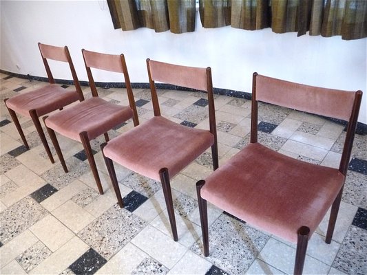 Velvet Dining Chairs from Lübke, Germany, 1960s, Set of 4-JP-1739002