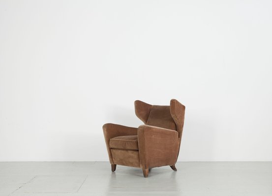 Velvet Lounge Chairs Attributed to Melchiorre Bega, Italy, 1950s, Set of 3-AA-852240