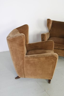 Velvet Lounge Chairs Attributed to Melchiorre Bega, Italy, 1950s, Set of 3-AA-852240