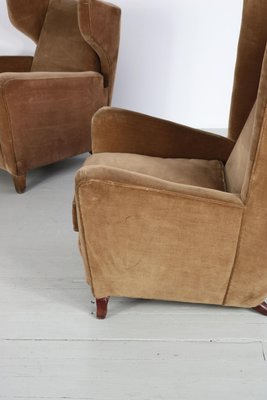 Velvet Lounge Chairs Attributed to Melchiorre Bega, Italy, 1950s, Set of 3-AA-852240